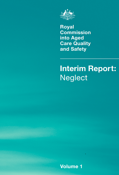 Front page of report Royal Commission into Aged Care Quality..